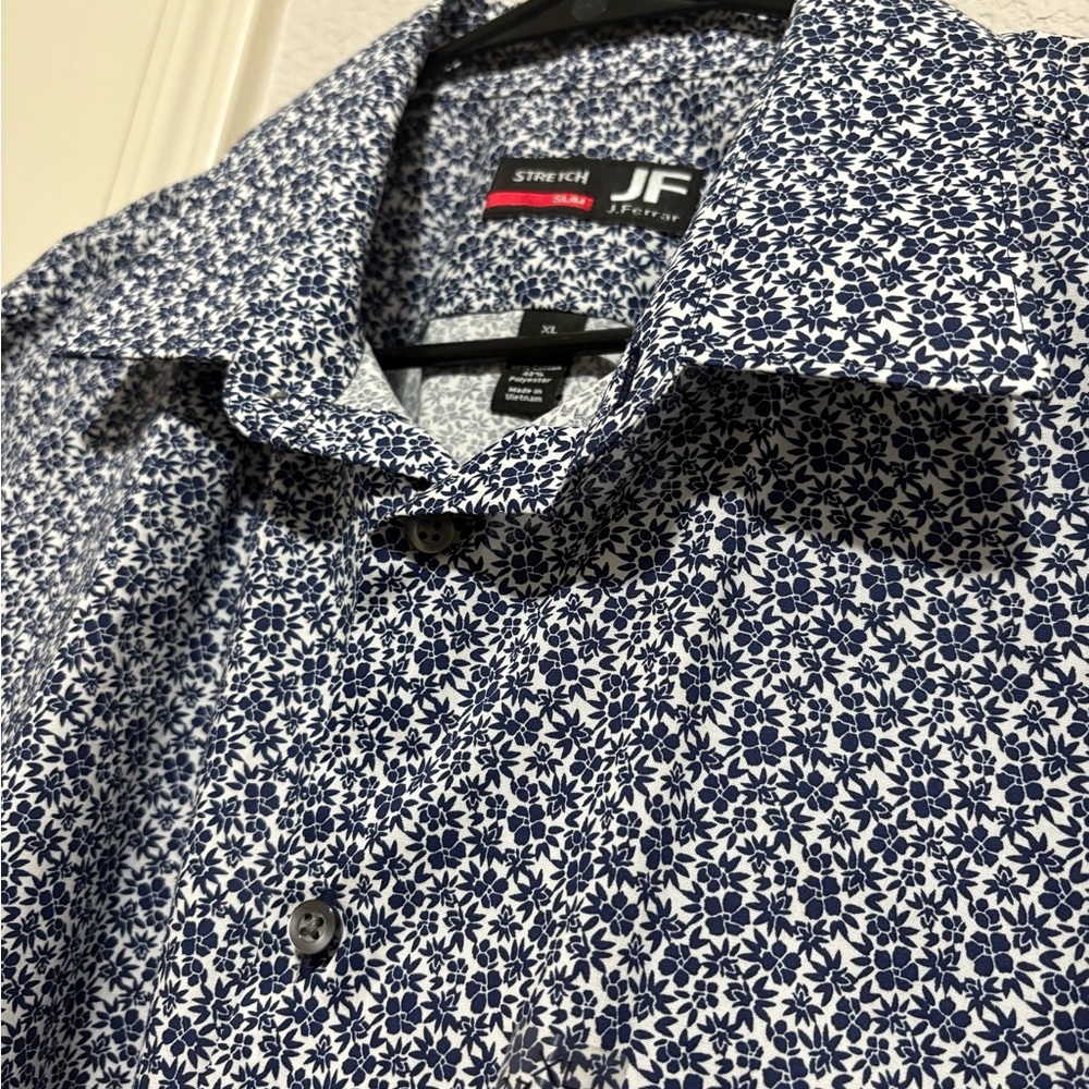 JF J.Ferrar Navy Floral Shirt - Picture 7 of 8
